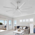 ZMISHIBO 65 Inch No Light, Large Industrial Ceiling Fan with 8 Aluminium Blades, Quiet DC Motor, 6 Speeds, Modern Ceiling Fan without Light for Garage/shop/living room,Nickel