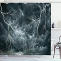 Ambesonne Nature Shower Curtain, Large Ominous Dramatic Rain Clouds with Heavy Thunder Tornado Wild Atmosphere Effects, Cloth Fabric Bathroom Decor Set with Hooks, 69" W x 70" L, Grey Blue