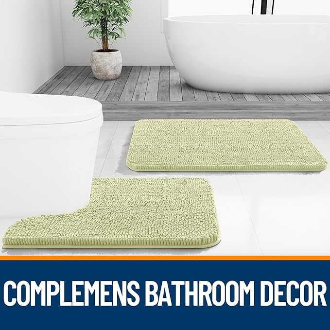 OLANLY Bathroom Rugs 36x24, Extra Soft Absorbent Chenille Bath Rugs, Rubber Backing Quick Dry, Machine Washable Bath Mats for Bathroom Floor, Tub and Shower, Home Decor Accessories, Vanilla