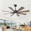 60 inch Ceiling Fans with Lights and Remote, Black Farmhouse Chandelier Fan, 8 Blades, Quiet DC Motor, Indoor/Outdoor ETL Large Ceiling Fan for Kitchen Living Room Garage, 3 CCT, 6 Speed, Timer