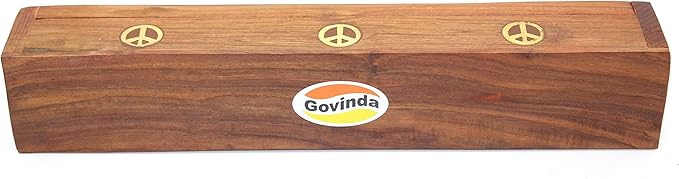 Govinda Wooden Coffin Incense Burner - 12" (Peace)