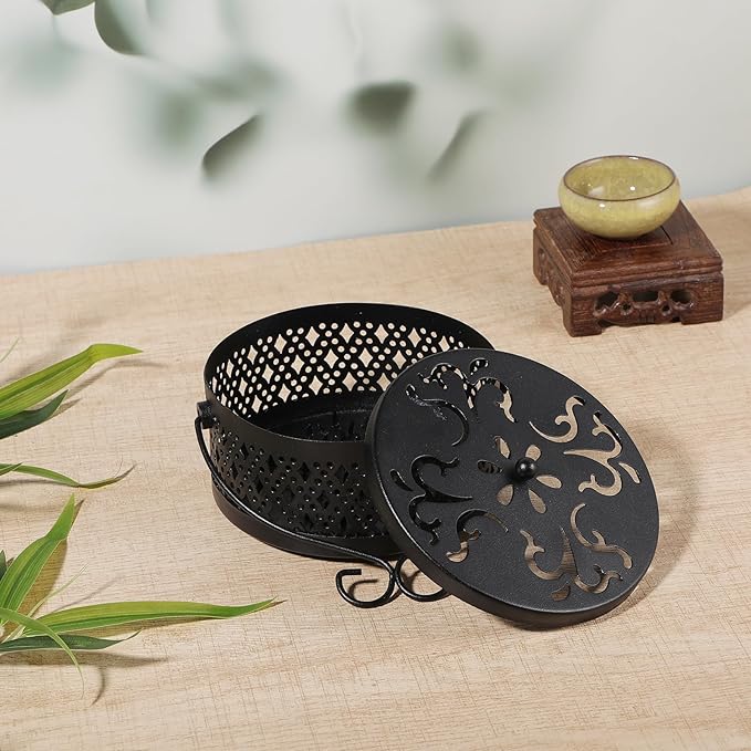 4 Pieces Mosquito Coil Holder, Retro Portable Mosquito Incense Burner with Handle for Indoor Outdoor Home Patio and Camping (Bronze)
