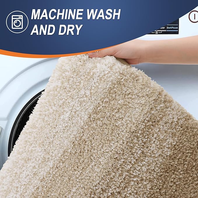 OLANLY Bathroom Runner Rugs Mat 47x20, Extra Soft Absorbent Microfiber Bath Rugs, Rubber Backing, Quick Dry, Washable Long Bath Mats for Bathroom Floor, Tub and Shower, Home Decor Accessories, Tan