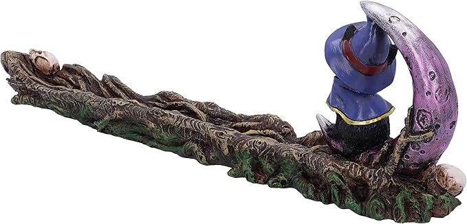 Nemesis Now Grimalkin Witches Familiar Black Cat and Crescent Moon Incense Burner,29cm