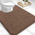 OLANLY Toilet Rugs U-Shaped 24x20, Extra Soft Absorbent Chenille Contour Bathroom Rugs for Toilet, Dry Quickly, Machine Washable, Non-Slip Bath Mat, Mocha