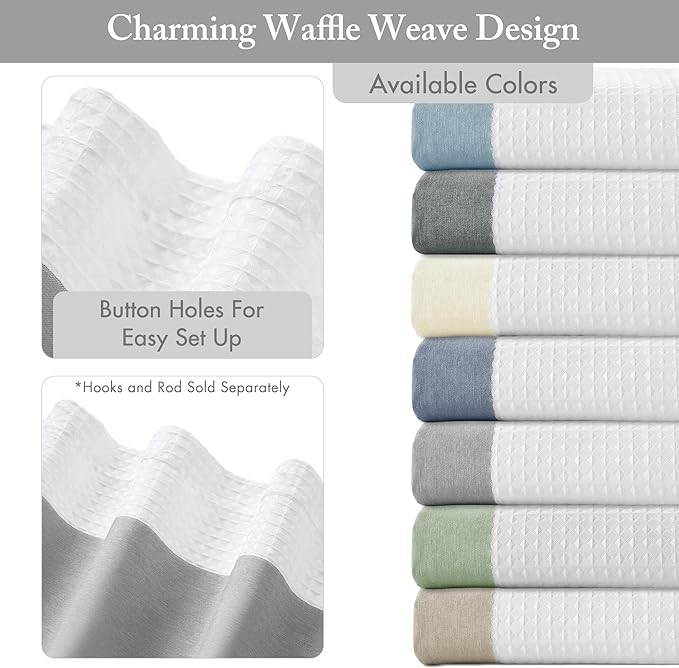 Madison Park Spa Waffle Shower Curtain Pieced Fabric with 3M Scotchgard Moisture Management Modern Home Bathroom Decorations, Tall 72"x84", Grey
