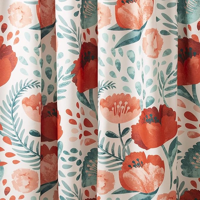 Lush Decor Poppy Garden Shower Curtain Single 72" W x 72" L Multi - Floral Shower Curtains for Bathroom - Colorful Bathroom Curtain - Cottage Core Decor