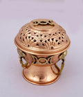 Indian Consigners Copper Altar Incense Charcoal Burner Holder with Chain (Triple Moon)