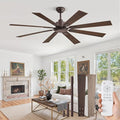 ZMISHIBO 62 Inch Ceiling Fan No Light with Remote Control, 8 Blades Quiet DC Reversible Motor, 6-Speed, Timer, Oil Rubbed Bronze Finish, Indoor Outdoor Ceiling Fans for Patios, Living Room, Garage