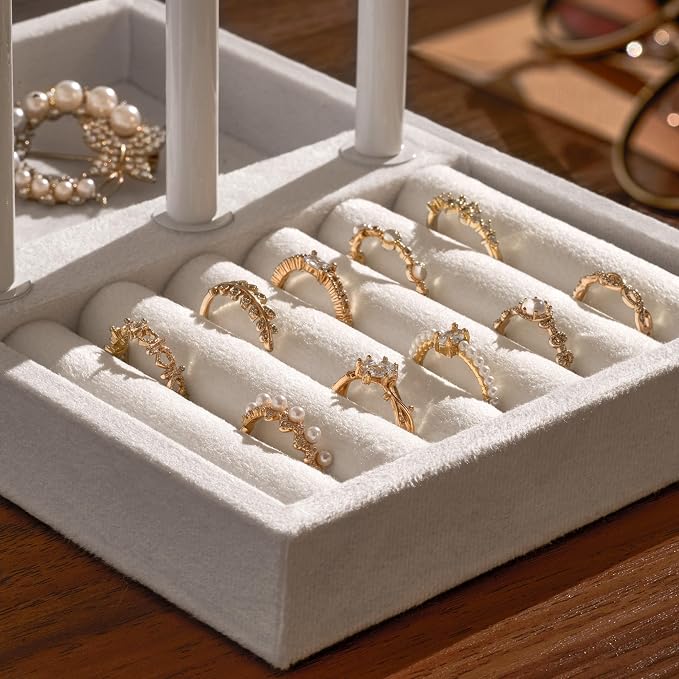Jewelry Organizer Stand for Necklaces, Bracelets, Earrings, Rings, PW | 3 Tier Velvet Bracelet Holder Display | Jewelry Organizers and Storage | Jewelry Tree | Jewelry Towers