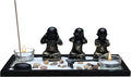 Zen Garden Meditation Garden 3 Buddha See, Speak, Hear No Evil Statues, Incense Holder, Incense, 2 Tea Light Holders, Rocks, Sand, Rake (Candles Not Included)