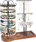 Jewelry Organizer Stand, Metal Rotating Earring Holder Organizer, Multi-Functional Adjustable Necklace Rack Holder Bracelet Watch Holder for Jewelry Earrings Ring, Black