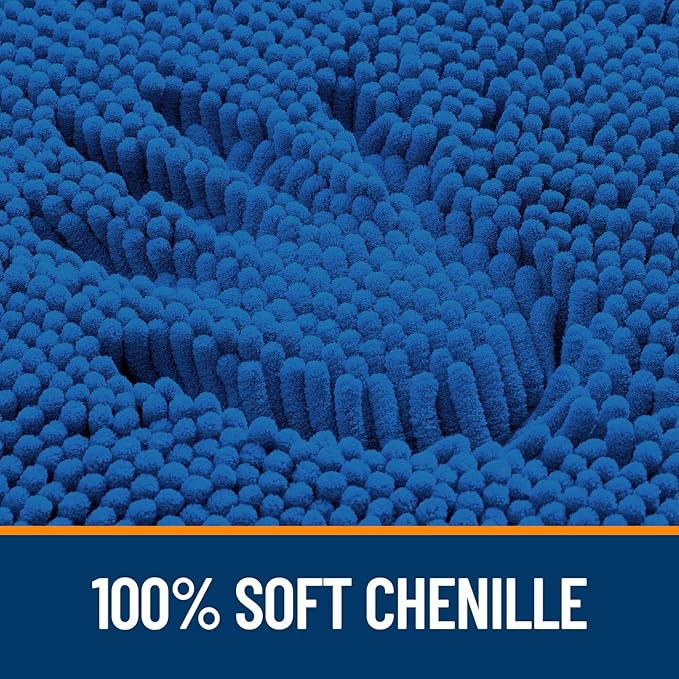 OLANLY Large Bathroom Rugs 47x32, Soft Absorbent Chenille Bath Rugs, Rubber Backing Quick Dry, Machine Washable Bath Mats for Bathroom Floor, Tub and Shower, Home Decor Accessories, Deep Navy Blue