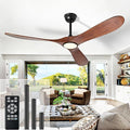 72 Inch Ceiling Fans with Lights and Remote, Wood Outdoor Ceiling Fan with 6 Speed Noiseless DC Motor, Indoor Modern 3 Blade Propeller Ceiling Fan for Bedroom Living Room Gazebo Patio(Walnut)
