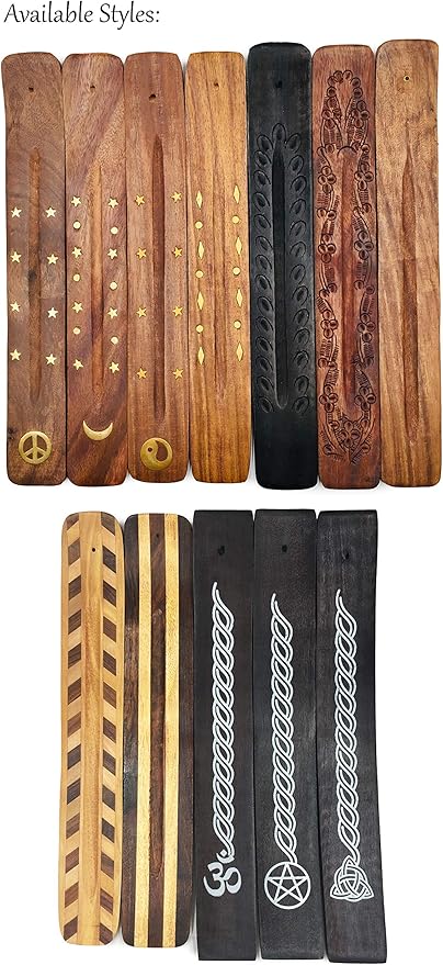 Wood Incense Holder for Sticks - Two Tone Wooden Tray for Incense Sticks - 10" Long, Smooth Finish - for Meditation Accessories, Boho Room Decor, Witchcraft Supplies, Spiritual Gifts