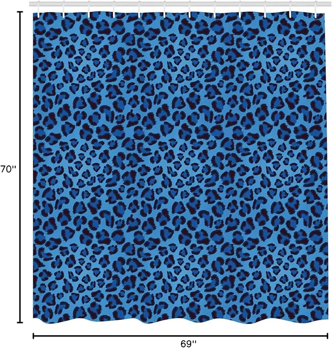 Ambesonne Animal Print Shower Curtain, Leopard Skin Animal Print Design Creative Contemporary Artwork, Cloth Fabric Bathroom Decor Set with Hooks, 69" W x 70" L, Aqua