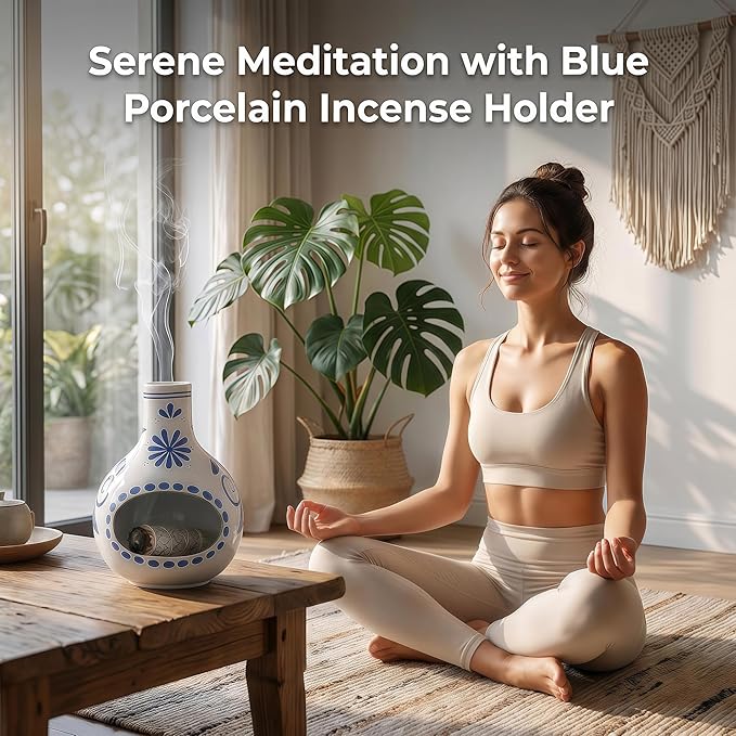 Handmade Ceramic Palo Santo Holder – Suitable for Burning Sage & Palo Santo - Mini Chimenea-Style Burner, an Incense Burner for Spiritual Meditation, Yoga or Home Decoration