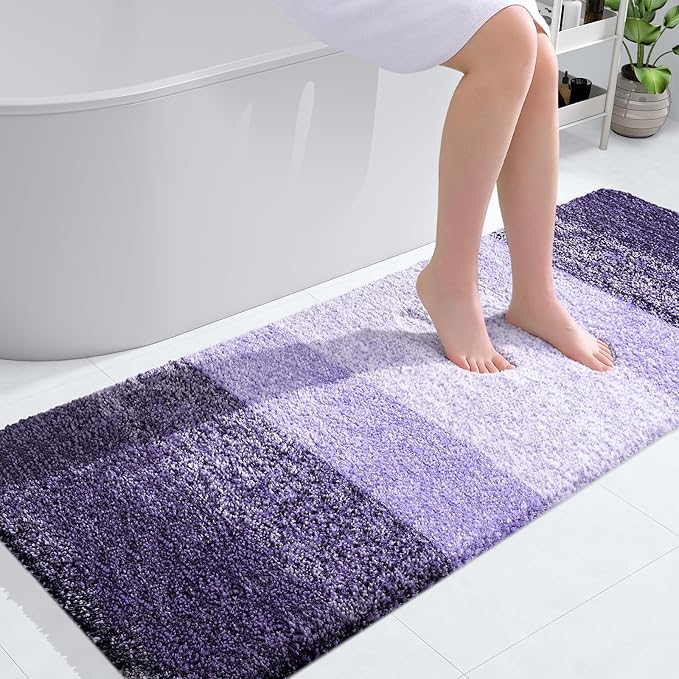 OLANLY Large Bathroom Rugs Mat 50x30, Extra Soft Absorbent Microfiber Bath Rugs, Rubber Backing, Quick Dry, Machine Washable Bath Mat for Bathroom Floor, Tub and Shower, Home Decor Accessories, Violet