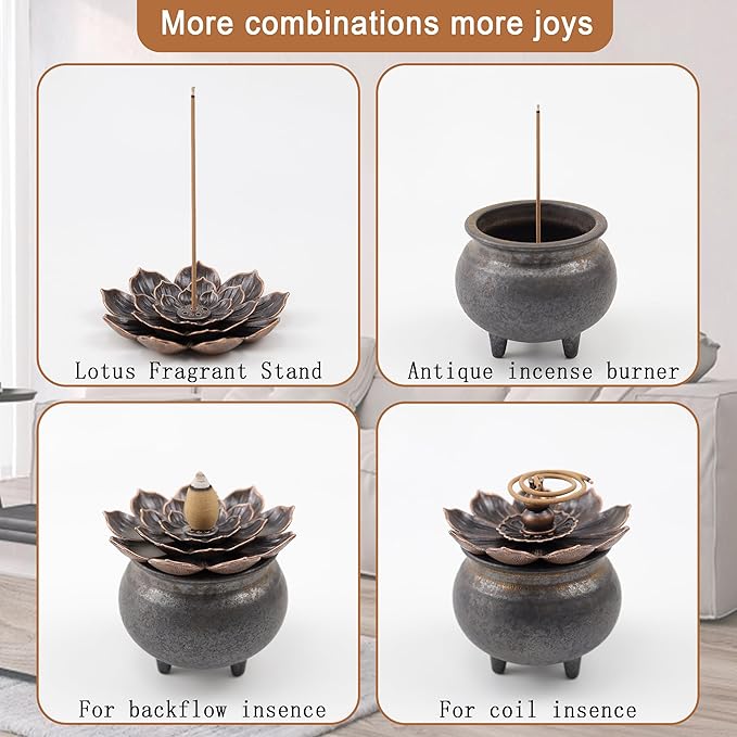 Antique Gilding Ceramic Incense Burner Stick Holder, Minimalist Retro Three-Footed Design, for Sticks Backflow Incense Palo Santo Sage Bundle, Meditation Yoga Massage Home Decor, Easy Clean