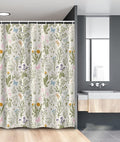 Ambesonne Floral Stall Shower Curtain, Vintage Garden Plants with Herbs Flowers Botanical Classic Design, Fabric Bathroom Decor Set with Hooks, 54" X 78", Green Orange