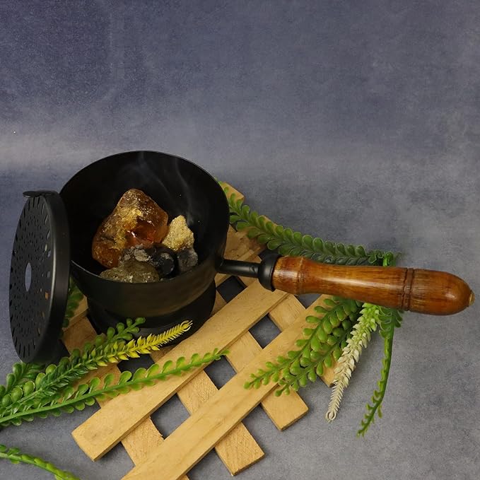 Putrika Dhoop | Dhuna | Loban | Sambrani | Karpoor | Bakhoor | Dani | Incense | Aroma Diffuser |Haran Samgiri|Camphor|Stand|Holder|Iron|Home|Office|Pooja|Puja|Room|Charcoal(Planter Burner 21cm)