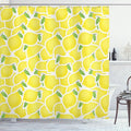 Ambesonne Yellow Shower Curtain, Bunch of Lemons Summer Citrus and Forms Nature Artprint Illustration in Paper Cutout Style, Cloth Fabric Bathroom Decor Set with Hooks, 69" W x 84" L, Green and Yellow