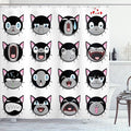 Ambesonne Cat Shower Curtain, Group of Kitten Faces Bored Angry Confused Depression Shouting Emotions, Cloth Fabric Bathroom Decor Set with Hooks, 69" W x 70" L, White Black