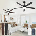 2 Pack 52 Inch Ceiling Fans with Lights and Remote&APP Control, Black Smart Ceiling Fan with 3000-6000K Dimmable, 6 Speeds Reversible, Indoor/Outdoor Ceiling Fan for Bedroom Living Room