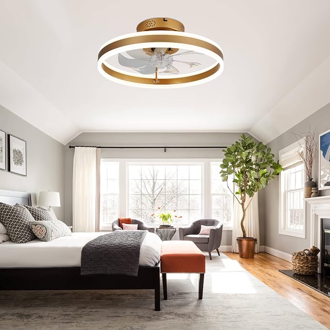 20 Inch Low Profile Ceiling Fans with Remote Control and APP,Kids Modern Indoor Ceiling Fan with Lights,3 Light Color Change and 6 Speeds for Bedroom,Living Room,Kitchen