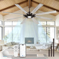 84 Inch Ceiling Fan with Light,Large Outdoor Ceiling Fan for High Ceilings,Smart Ceiling Fan Compatible with Alexa,Modern Oil Rubbed Bronze Ceiling Fan with Dual Finish 8 Blades, ZCCF05ORB-84