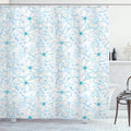 Ambesonne Blue Shower Curtain, Abstract Flowers with Heart Shaped Leaves Romantic Fresh Beauty in Nature, Cloth Fabric Bathroom Decor Set with Hooks, 69" W x 84" L, Pale Blue Aqua White