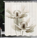 Ambesonne Neutral Shower Curtain, Poppy Flowers in Muted Colors Bloom of Nature Simple and Pure, Cloth Fabric Bathroom Decor Set with Hooks, 69" W x 75" L, Off White and Dark Eggshell