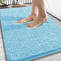 OLANLY Bathroom Rugs 34x21, Extra Soft Absorbent Chenille Bath Rugs, Rubber Backing Quick Dry, Machine Washable Bath Mats for Bathroom Floor, Tub and Shower, Home Decor Accessories, Sky Blue
