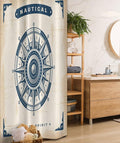 Ambesonne Compass Stall Shower Curtain, Compass Illustration with Lettering Nautical Ocean Adventure Themed Print, Fabric Bathroom Decor Set with Hooks, 36" W x 72" L, Night Blue