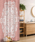 Ambesonne Mandala Stall Shower Curtain, Lace Style of Vector Mandala with The Vintage and Abstract Theme Floral Ornamental, Fabric Bathroom Decor Set with Hooks, 36" W x 72" L, Dried Rose White