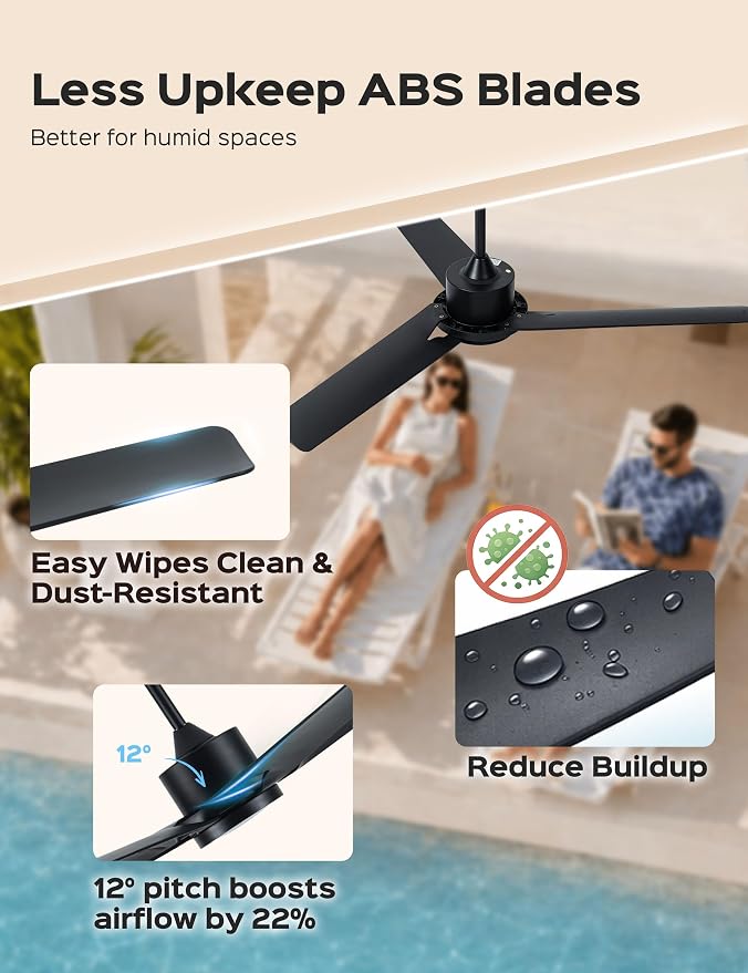 52 Inch Modern Smart Ceiling Fan with LED Lights and WiFi Alexa APP Remote,Black Ceiling Fan with ABS Blades,3CCT,6 Speed,Quiet Reversible DC Motor Indoor Outdoor Fan for Patio,Garage,Bedroom
