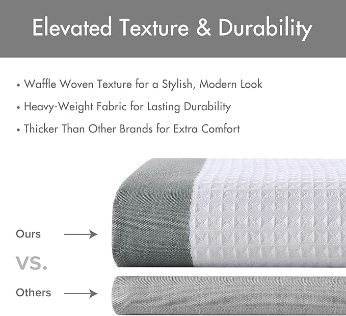 Madison Park Spa Waffle Shower Curtain Pieced Fabric Extra Long Premium Spa Quality Modern Shower Curtains for Bathroom, Tall 72x84, Charcoal