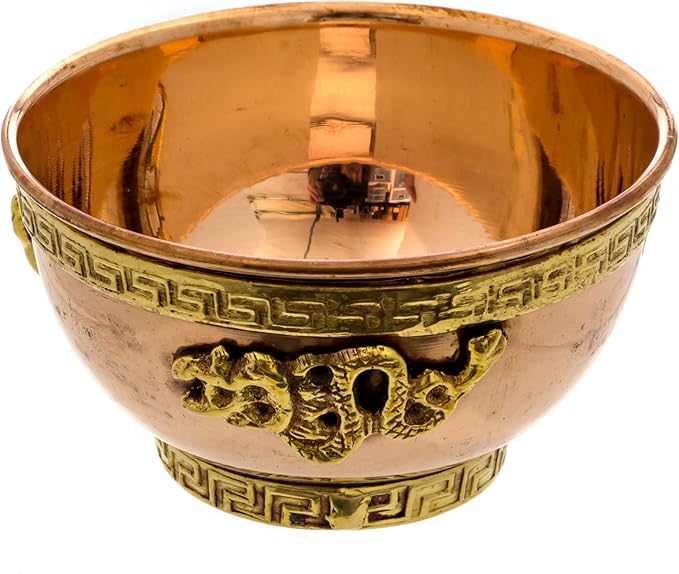 Alternative Imagination Dragon Copper Bowl - Offering Bowl For Altar Use, Ritual Offerings, Witchy Home Decor - Incense Holder for Incense Cones, White Sage, Palo Santo Sticks - 3 Inches Wide