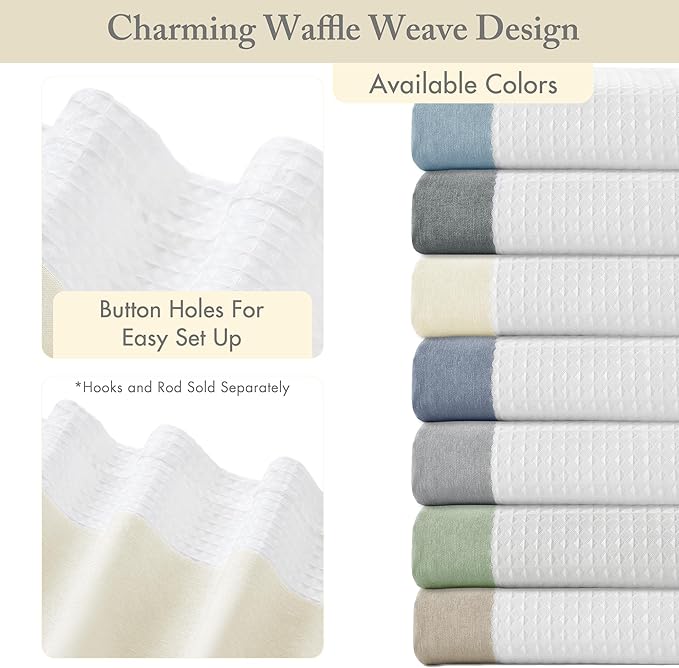 Madison Park Shower Curtain Spa Waffle Weave Extra Long Shower Curtain for Bathroom 3M Scotchgard Moisture Management, Spa Quality Modern Shower Curtains for Bathroom, Extra Long: 72"x84" Cream