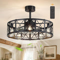 Fanbulous 26 Inch Fandelier Caged Ceiling Fans with Lights and Remote, Black Bladeless Ceiling Fan with 6 Speeds and Timing, Farmhouse Samll Fan Lights Ceiling Fixtures for Kitchen, Bedroom-Black