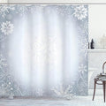 Ambesonne Ombre Shower Curtain, Christmas Theme Gentle Frame with Curls Swirls Snowflakes Lace Inspired Motif, Cloth Fabric Bathroom Decor Set with Hooks, 69" W x 75" L, Pale Blue Coconut