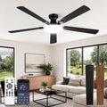 LEDIARY 60 Inch Flush Mount Ceiling Fans with Lights, Remote & APP Control | Bright Light, 3CCT, Memory Function, Timer, Reversible Blades, Quiet DC Motor, Damp-Rated, Living Room, Covered Patio, Adult