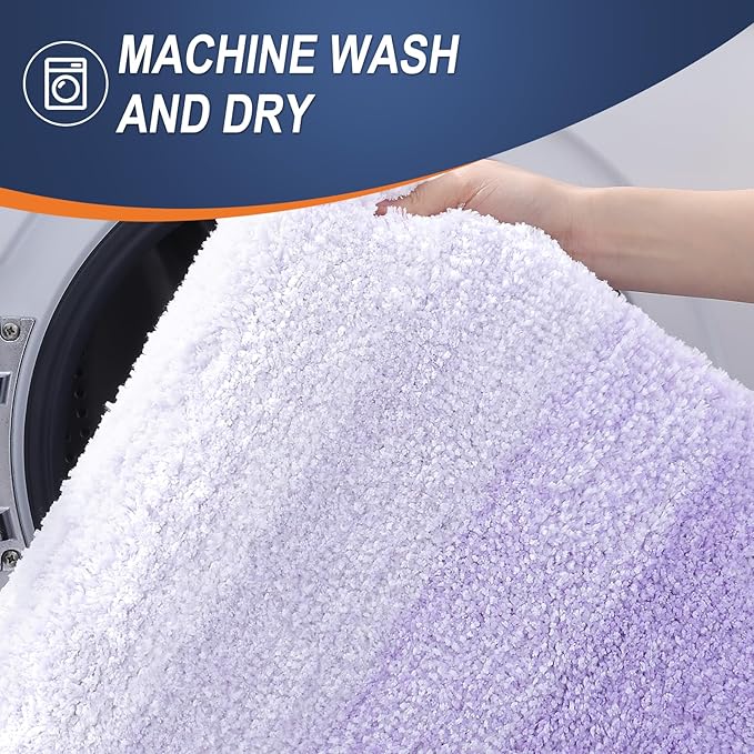 OLANLY Large Bathroom Rugs Mat 54x24, Extra Soft Absorbent Microfiber Bath Rug, Rubber Backing, Quick Dry, Washable Bath Mats for Bathroom Floor, Tub and Shower, Home Decor Accessories, Light Purple