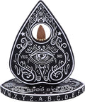 Nemesis Now Spirit Board Planchette Backflow Incense Burner 15cm, Resin, Black, Spirit Board Incense Holder, Black and White Spirit Board Design, Cast in Resin, Hand-Painted, Holds Incense Stick