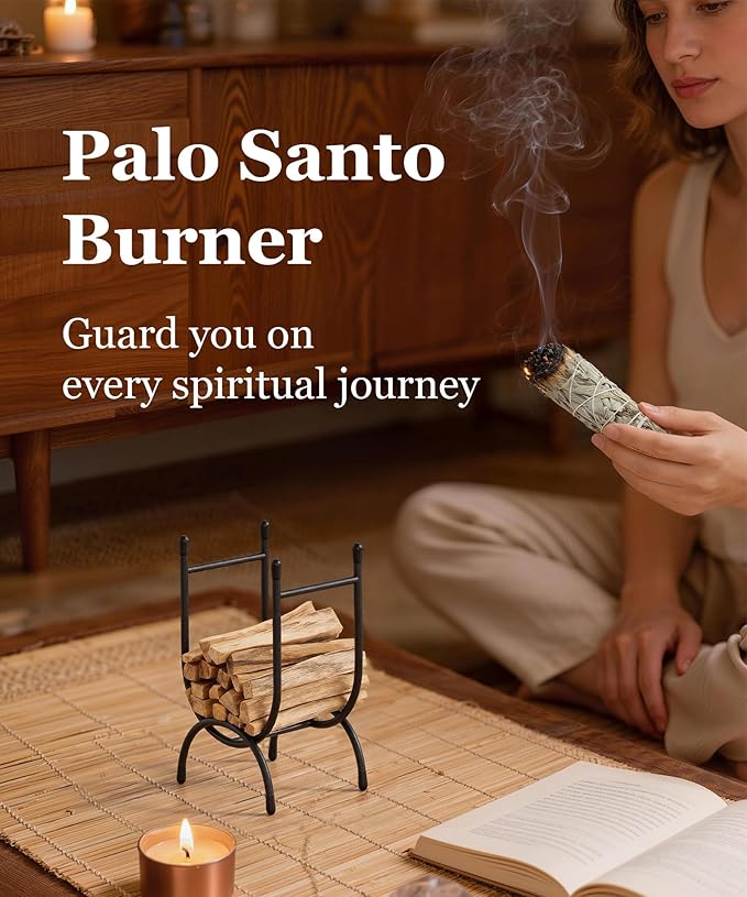 Palo Santo Sticks Holder, Heavy Duty Metal Sacred Wood Rack, Desktop Storage Rack for Palo Santo Sticks, Sage, Smudge Sticks, Herbs, Incense, Home Decor, Meditation Room