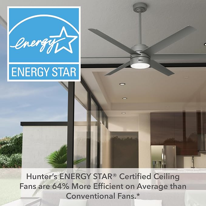 Hunter Solaria, Outdoor or Indoor, Ceiling Fan, 72 inch, Matte Silver