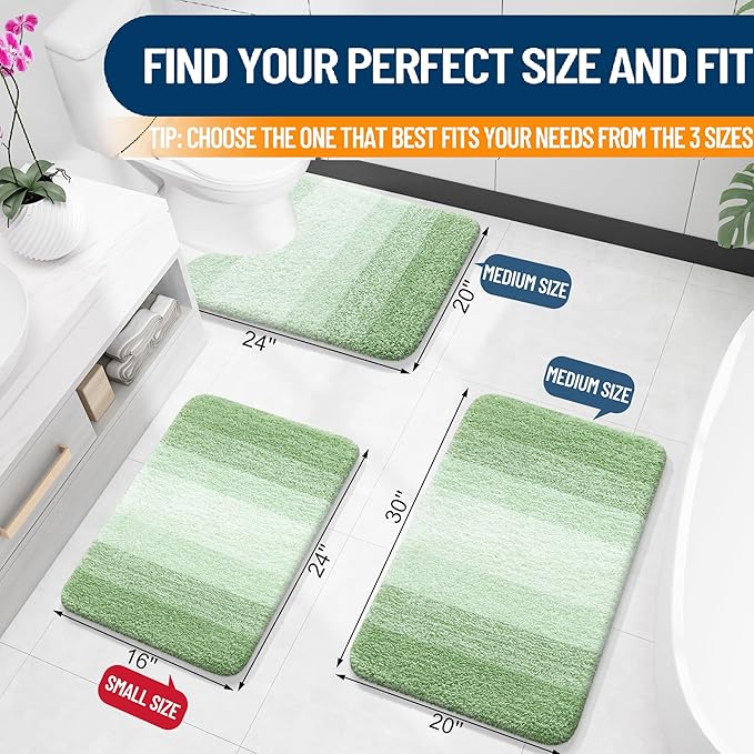 OLANLY Large Bathroom Rugs Mat 45x27, Extra Soft Absorbent Microfiber Bath Rugs, Rubber Backing, Quick Dry, Washable Bath Mats for Bathroom Floor, Tub and Shower, Home Decor Accessories, Sage Green