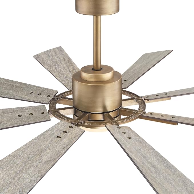 60 Inch Large Gold Ceiling Fan with Lights and Remote, Indoor Industrial Ceiling Fan for Living Room Commercial Garage, Modern High Big Ceiling Fan Quiet DC Motor, 3 CCT, Timer, 6-Speed