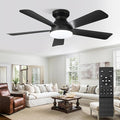 Hywyimlait Black 42Inch Ceiling Fan Light with Remote Control, Flush Mount Installation, Reversible Rotation, 3 Color Temperatures, 2/4H Timer, Suitable for Bedrooms, Living Rooms, Indoor/Outdoor Use