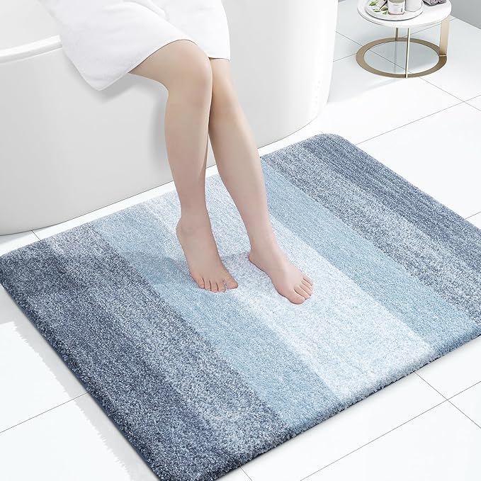 OLANLY Large Bathroom Rugs Mat 40x32, Extra Soft Absorbent Microfiber Bath Rugs, Rubber Backing, Quick Dry, Machine Washable Bath Mats for Bathroom Floor, Tub and Shower, Home Decor Accessories, Blue